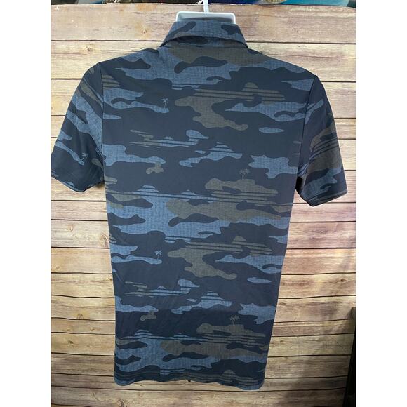 TravisMathew Golf Polo Shirt Men’s Small Camo Print Performance Stretch Tee - Picture 2 of 9